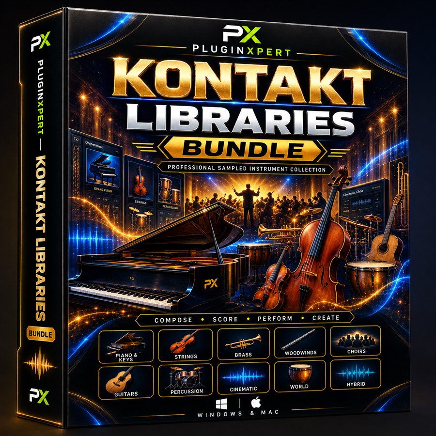PluginXpert Kontakt Libraries Bundle 3D software package mockup