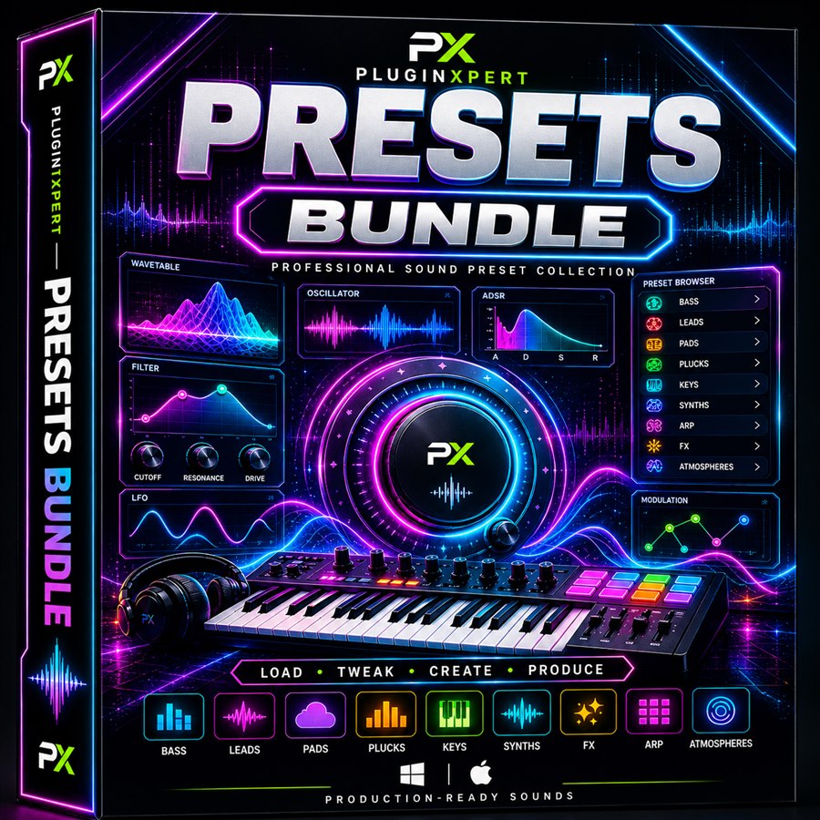 PluginXpert Presets Bundle 3D software package mockup